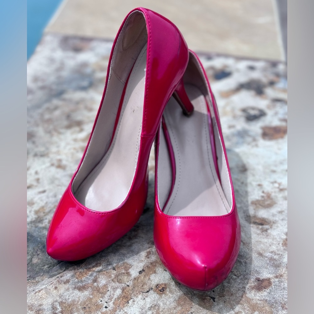 Patent Leather Red Platform Stilettos Heels Flight Attendant Shoes Size 7 💗